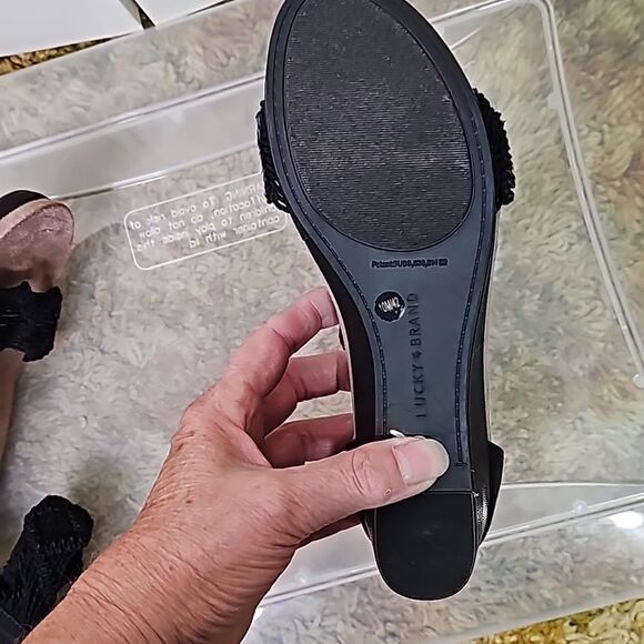 Wedges by Lucky Brand Crocheted Style Black Size 10 - Picture 8 of 9